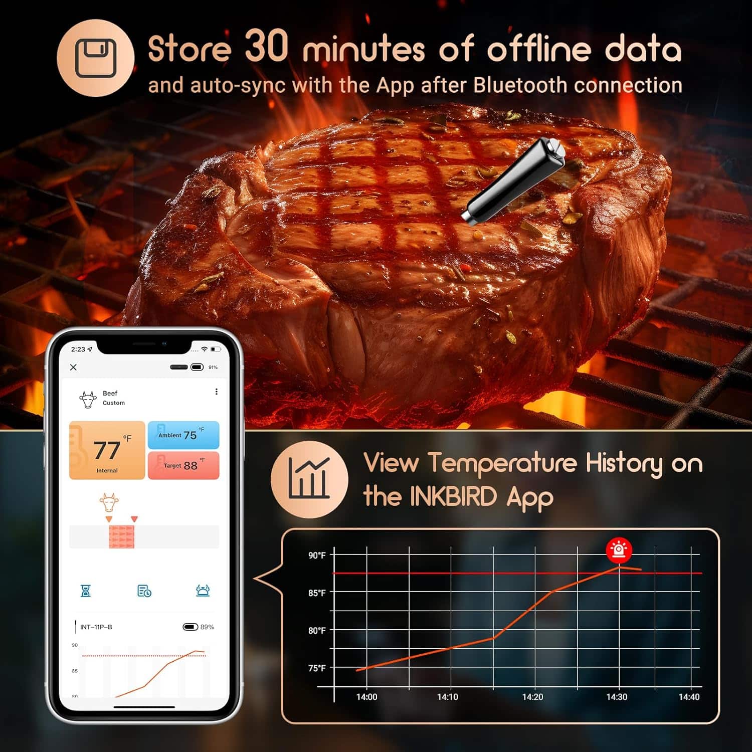 thumbnail image 2 of Inkbird IBT-6XS Bluetooth BBQ Thermometer - 6 Probes, Wireless Grill & Smoker Monitor With App 2 of 6
