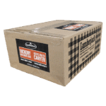 Box of Lumberjack Hickory BBQ wood logs for offset smokers.